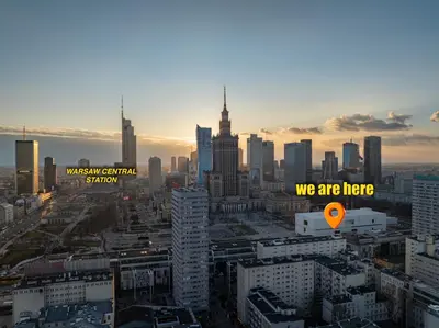 Widok na miasto Warszawa z tego apartamentu