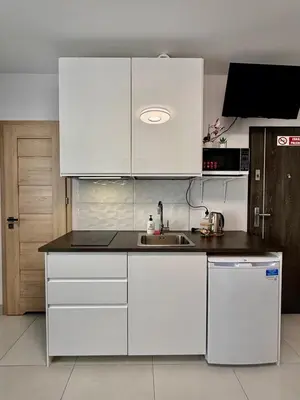 Kuchnia lub aneks kuchenny w obiekcie A&Y Apartments Airport Chopin Modzelewskiego