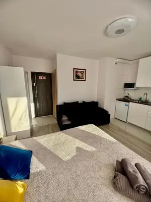 Część wypoczynkowa w obiekcie A&Y StudioApartments Galeria Mokotów Modzelewskiego