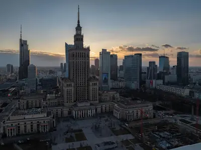 Widok na miasto Warszawa z tego apartamentu