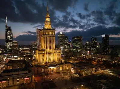 Widok na miasto Warszawa z tego apartamentu