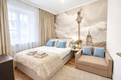 Łóżko lub łóżka w pokoju w obiekcie Perfect room Piwna Old Town