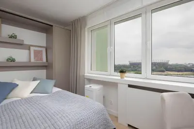 Plan piętra w obiekcie Unique Studio for Remote Work in Warsaw Center with City View by Noclegi Renters