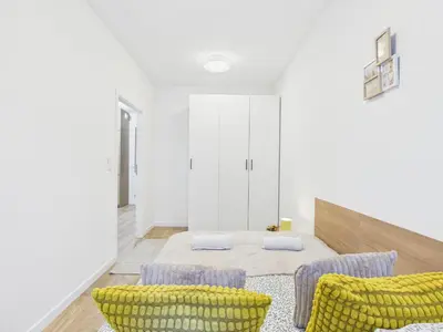 Łóżko lub łóżka w pokoju w obiekcie Kierbedzia 4 SuperApart near to Olinek