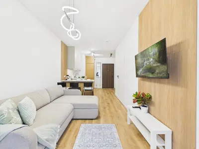 Telewizja i/lub zestaw kina domowego w obiekcie Kierbedzia 4 SuperApart near to Olinek