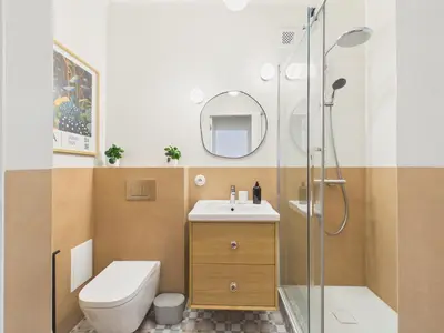 Łazienka w obiekcie Dąbrowskiego Stylish Stay Warsaw by Solarento