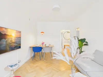 Część wypoczynkowa w obiekcie Dąbrowskiego Stylish Stay Warsaw by Solarento