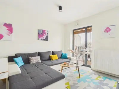Część wypoczynkowa w obiekcie Sprzeczna Light & Space Apartment Warsaw by Solarento