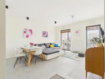 Część wypoczynkowa w obiekcie Sprzeczna Light & Space Apartment Warsaw by Solarento