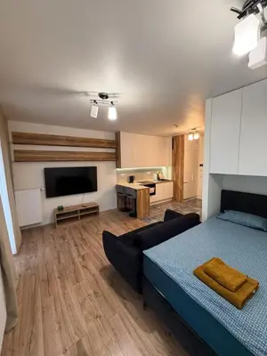 Kuchnia lub aneks kuchenny w obiekcie New cozy apartment in a gated complex in Wola