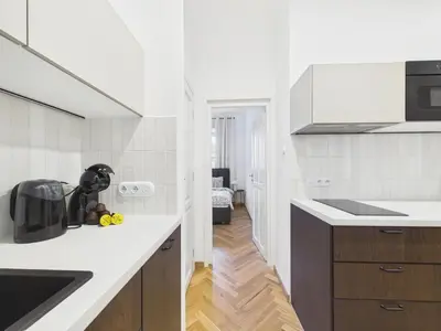 Kuchnia lub aneks kuchenny w obiekcie Warsaw Premium Apartments Mariensztat