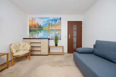 Część wypoczynkowa w obiekcie Bright Studio Górczewska in Warszawa with Air Conditioning and Parking by Noclegi Renters