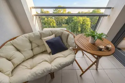 Część wypoczynkowa w obiekcie Bright Studio Górczewska in Warszawa with Air Conditioning and Parking by Noclegi Renters