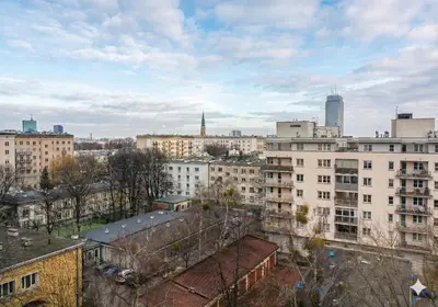 Widok na miasto Warszawa z tego apartamentu