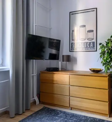 Telewizja i/lub zestaw kina domowego w obiekcie Apartament Centrum Twarda