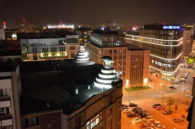 Widok na miasto Warszawa z tego apartamentu