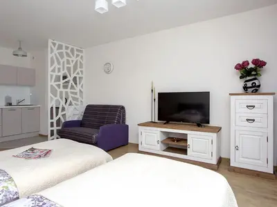 Telewizja i/lub zestaw kina domowego w obiekcie Manhattan Place Apartament