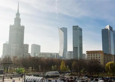 Widok na miasto Warszawa z tego apartamentu