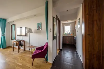 Część wypoczynkowa w obiekcie WSTApartments Salezego 6 Apartament z widokiem na Stadion Narodowy
