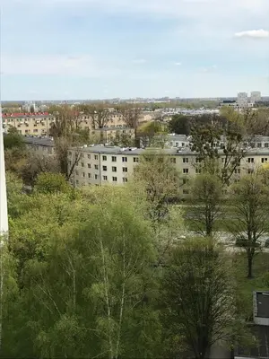 Widok na miasto Warszawa z tego apartamentu