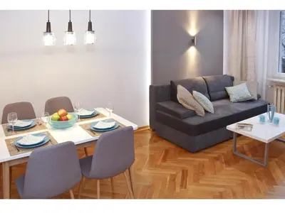 Część wypoczynkowa w obiekcie Srebrna Warsaw Apartment