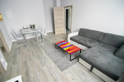 Część wypoczynkowa w obiekcie Bright Apartment Hoza