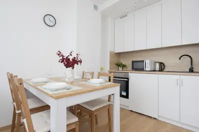 Kuchnia lub aneks kuchenny w obiekcie Apartments Dexter Warsaw by Noclegi Renters