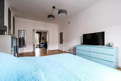 Telewizja i/lub zestaw kina domowego w obiekcie Blue House Warsaw Center