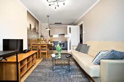 Telewizja i/lub zestaw kina domowego w obiekcie Hala Mirowska Apartments
