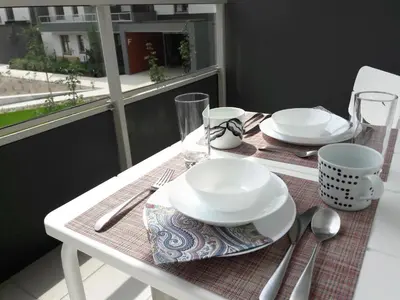 Balkon lub taras w obiekcie Modern & quiet in Royal Wilanów with AC and garage