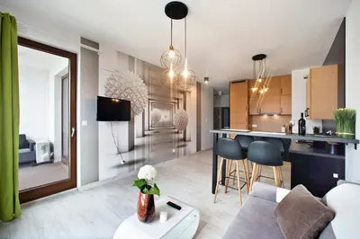 Kuchnia lub aneks kuchenny w obiekcie P&O Business Serviced Apartments CYBERNETYKI