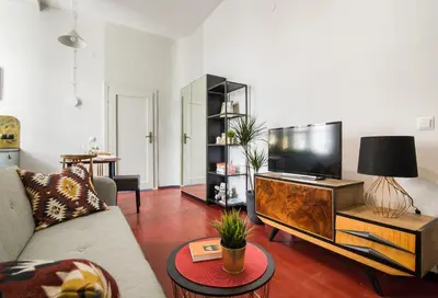 Telewizja i/lub zestaw kina domowego w obiekcie Aparthotel Nowy Świat 28