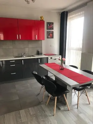 Kuchnia lub aneks kuchenny w obiekcie Metropolia Business Deluxe APT, AC, WiFi, Parking, FV