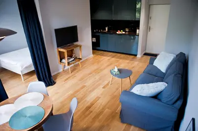 Telewizja i/lub zestaw kina domowego w obiekcie Apartament Powisle with balcony