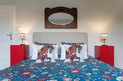 Łóżko lub łóżka w pokoju w obiekcie Folk apartment
