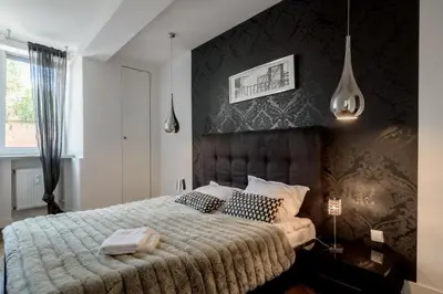 Łóżko lub łóżka w pokoju w obiekcie Luxury apartment in the Old town Warsaw