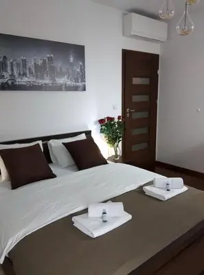 Łóżko lub łóżka w pokoju w obiekcie Apartament H&P Silver