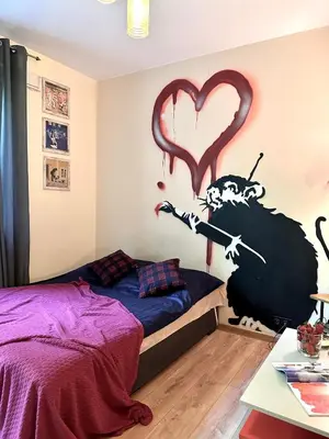 Łóżko lub łóżka w pokoju w obiekcie 