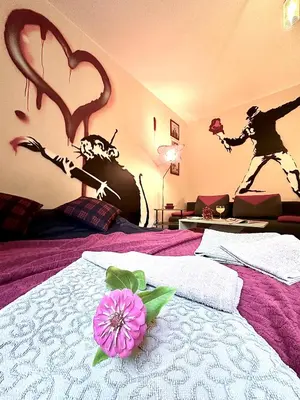 Łóżko lub łóżka w pokoju w obiekcie 