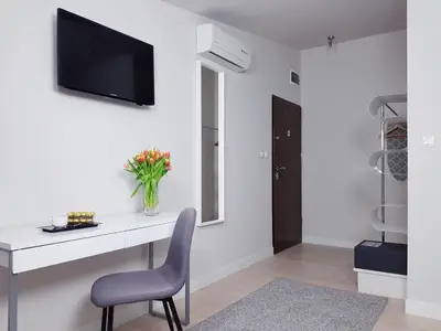 Telewizja i/lub zestaw kina domowego w obiekcie Chopin Apartments - Eco