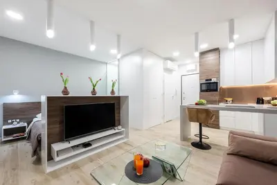 Telewizja i/lub zestaw kina domowego w obiekcie Apartament Luxury Miedzyborska 8b