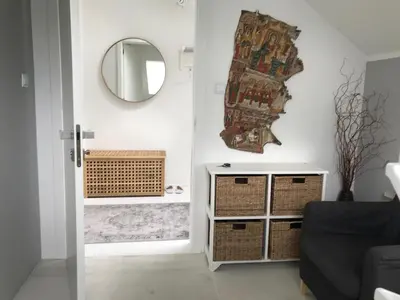 Plan piętra w obiekcie loft 85 m2 Wilanow Krolewski self checkin