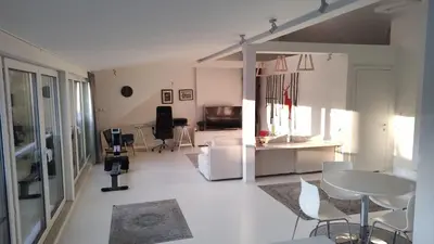 Plan piętra w obiekcie loft 85 m2 Wilanow Krolewski self checkin