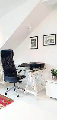 Plan piętra w obiekcie loft 85 m2 Wilanow Krolewski self checkin