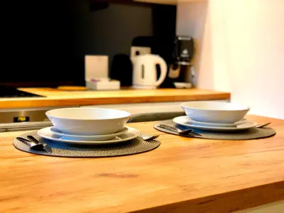 Zestaw do parzenia kawy i herbaty w obiekcie Living Point Residence Center