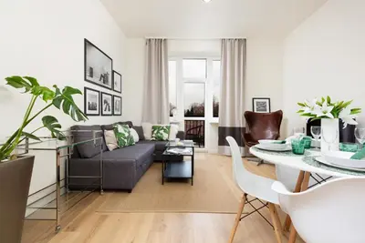 Część wypoczynkowa w obiekcie Apartments Warsaw Gagarina by Noclegi Renters