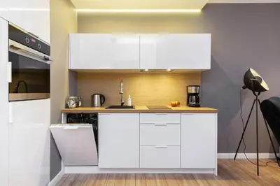Kuchnia lub aneks kuchenny w obiekcie Apartments Parks of Warsaw by Noclegi Renters