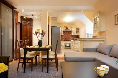 Kuchnia lub aneks kuchenny w obiekcie Apartments Warsaw Świętojańska by Noclegi Renters