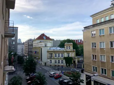 Widok na miasto Warszawa z tego apartamentu