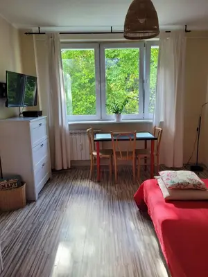 Telewizja i/lub zestaw kina domowego w obiekcie Sunny and lovely apartment. Near Chopin Airport!